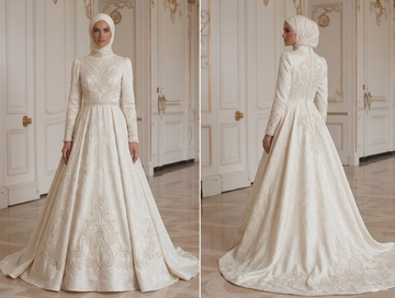 Brudklänning med lång ärm, hijabvänlig stil