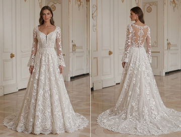 Long Sleeve Wedding Dress With Button Back Bridal