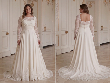 Long Sleeve Wedding Dress With Empire Waist Bridal