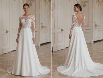 Long Sleeve Wedding Dress With Illusion Lace Sleeves
