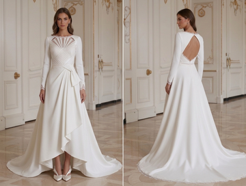Long Sleeve Wedding Dress With Minimal Lace Detail
