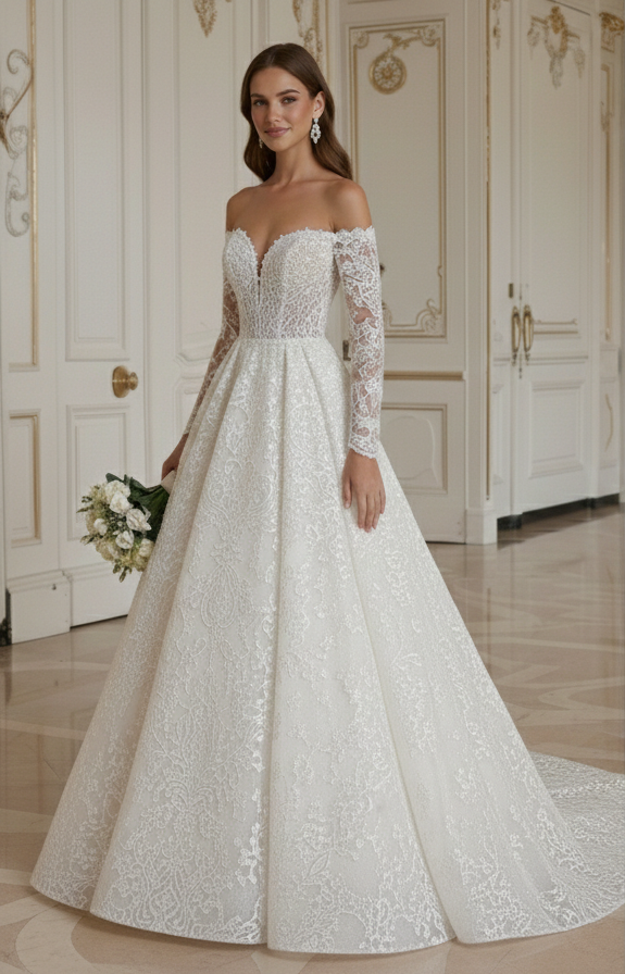 Luxury A-Line Wedding Dress Couture Inspired Bridal
