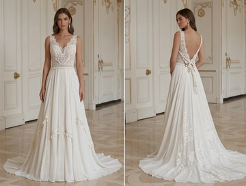 Luxuriöses Boho Hochzeitskleid Designer Boho Brautkleid