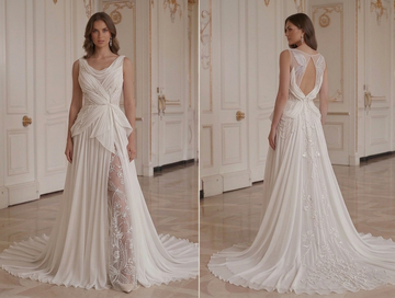 Vestido de Noiva de Chiffon de Luxo Estilo Designer Nupcial