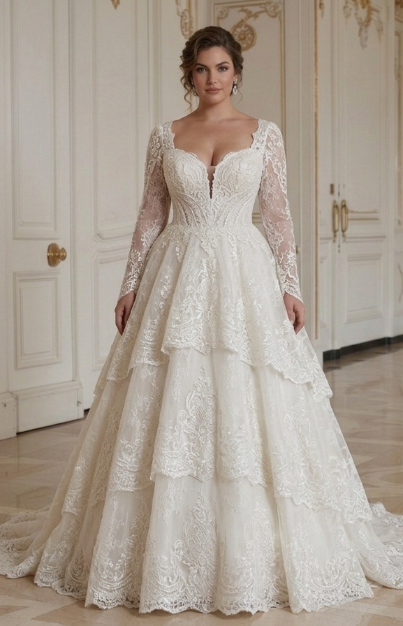 Lyxig designerstil brudklänning för kurviga kvinnor Bridal Couture