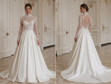 Robe de mariée de créateur de luxe à manches longues