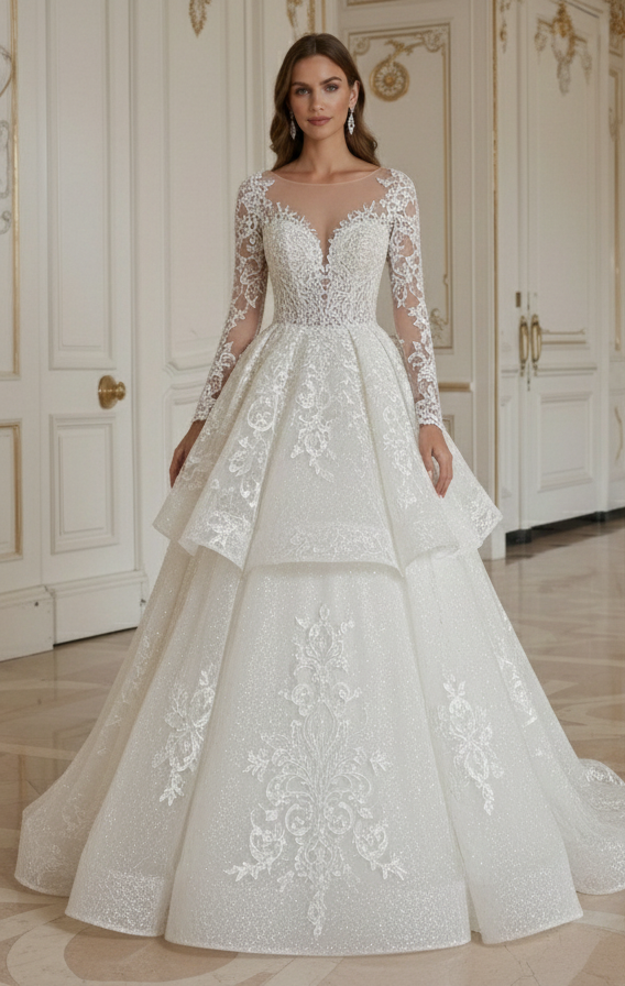 Luxus Prinzessin Brautkleid Couture-inspiriert Braut