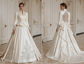 Luxury Satin Wedding Dress Designer Bridal Style