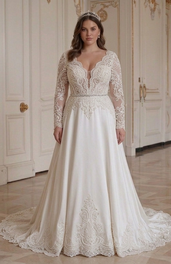 Luxury Wedding Gown For Curvy Bride Designer Inspired Style