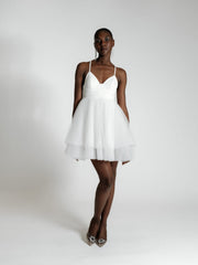 Short White Modern Wedding Dress Wear Bow Court Trein Treins Sermame da sposa con abito noiente.