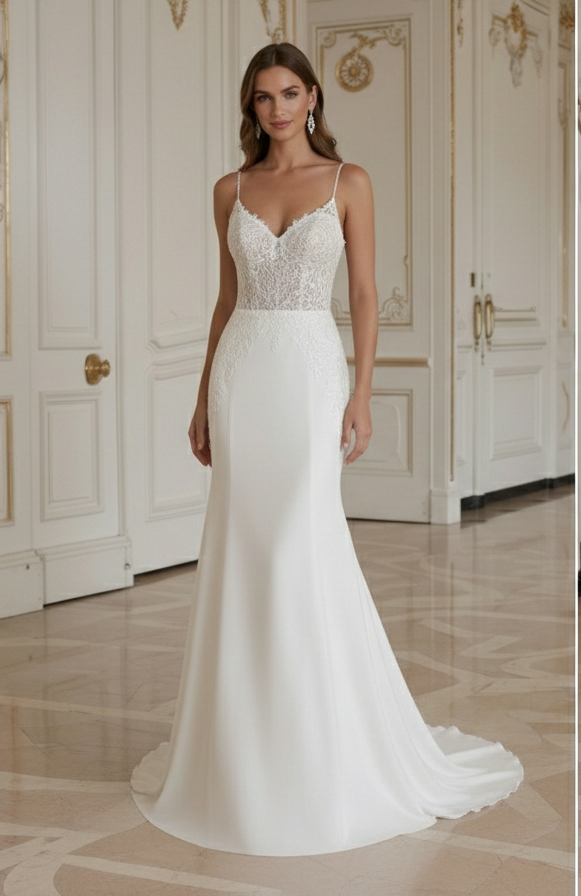 Vestido de Noiva Sereia Para Casamento na Praia Chiffon Leve