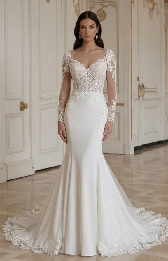 Meerjungfrau-Brautkleid für Black-Tie-Hochzeit Formal
