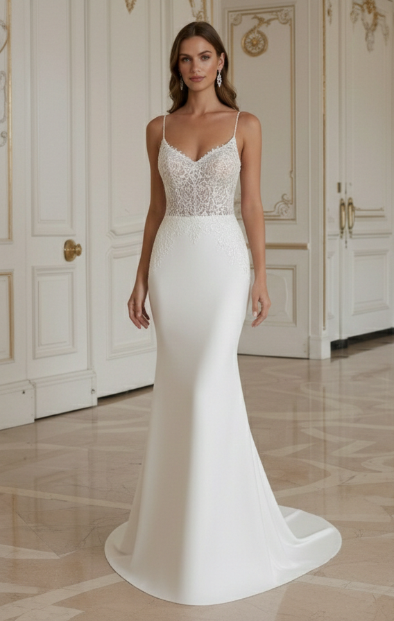 Meerjungfrau-Hochzeitskleid für Zielhochzeit, figurbetonter Stil