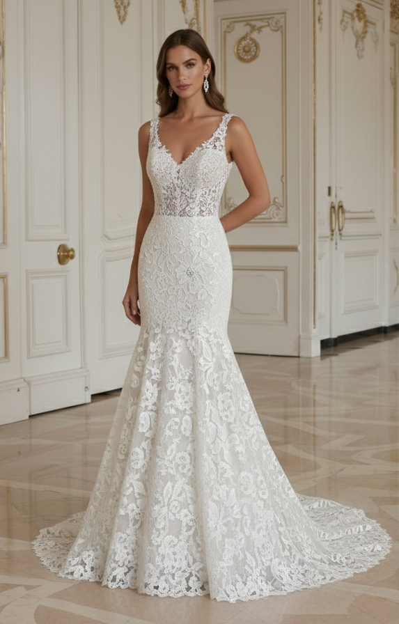 Vestido de Noiva Sereia Para Casamento de Verão Sem Mangas