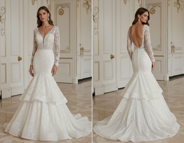 Rochie de mireasă sirenă cu spate decupat Rochie mulată sexy