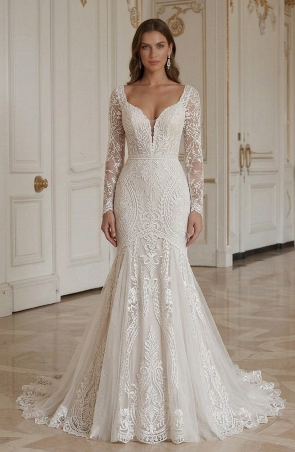 Meerjungfrauen-Brautkleid Mit Boho-Chic-Spitze