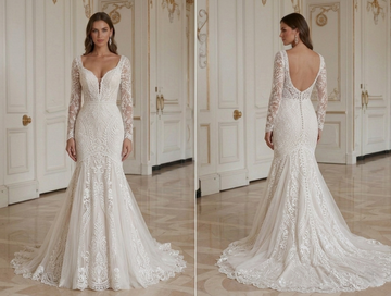 Vestido de Novia Sirena con Encaje Boho Chic
