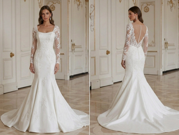 Vestido de Noiva Sereia com Cauda Capela Intemporal