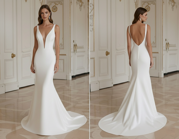 Robe de mariée sirène avec décolleté plongeant moderne