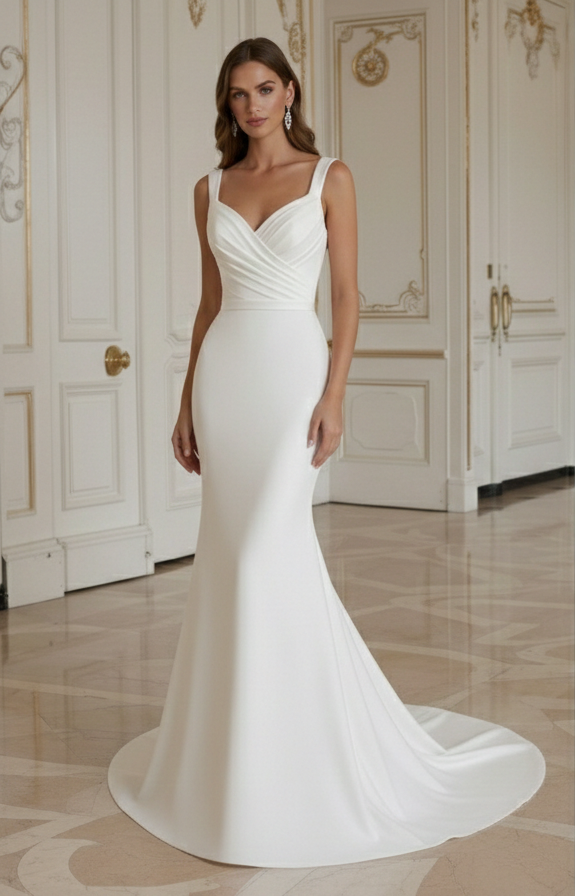 Meerjungfrau-Brautkleid mit Drapiertem Oberteil Elegant