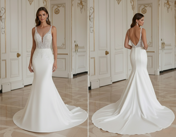 Robe de mariée sirène avec traîne élégante en satin