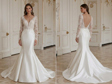 Mermaid Wedding Dress With Embroidered Lace Bodice