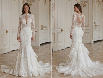Robe de mariée sirène avec silhouette féminine en courbe
