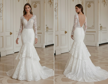 Mermaid Wedding Dress With Lace Sleeves Romantic Style