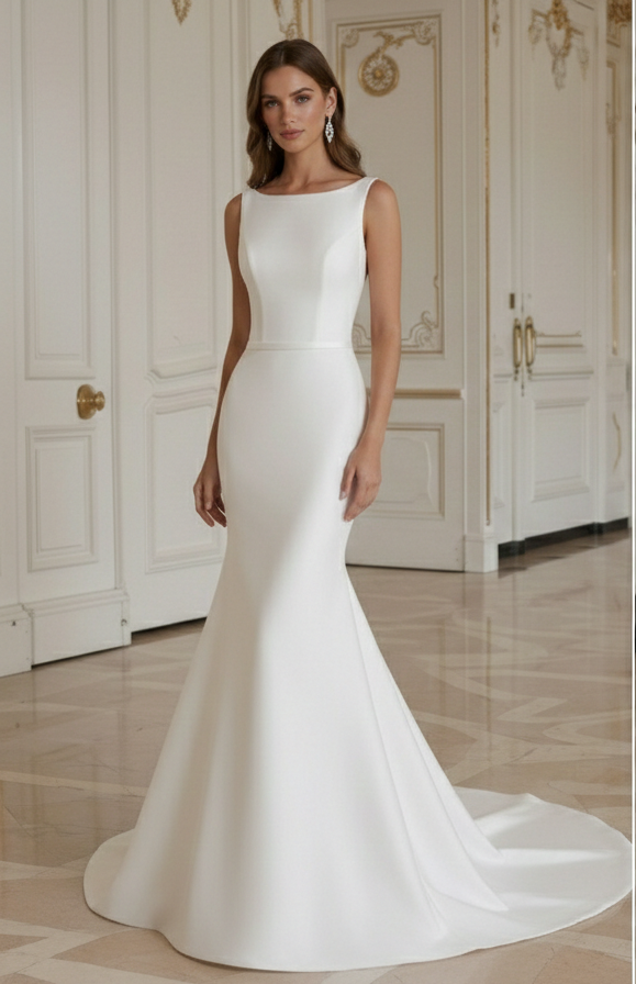 Meerjungfrau-Brautkleid mit Tiefem Rückenausschnitt Elegant