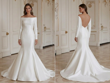Robe de mariée sirène avec encolure moderne et épurée