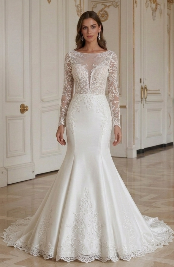 Meerjungfrauen-Brautkleid Mit romantischem Rückendetail