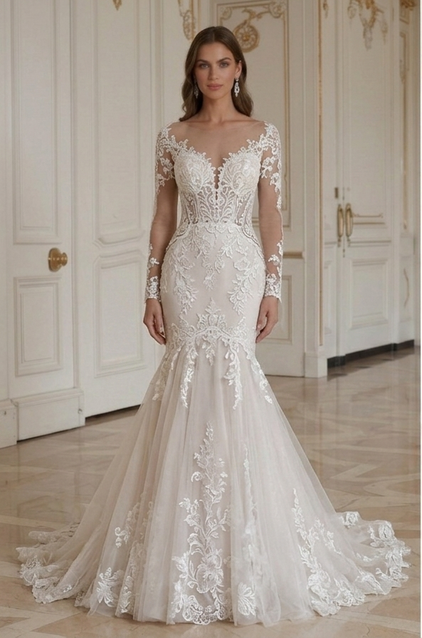 Mermaid Wedding Dress With Romantic Floral Lace