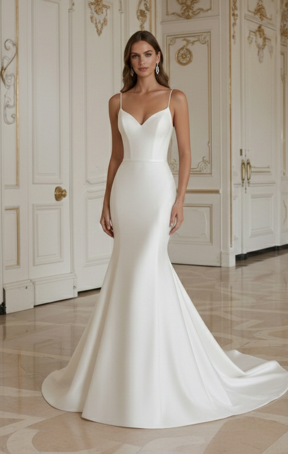 Meerjungfrau-Brautkleid mit Satin-Finish Gepflegter Look