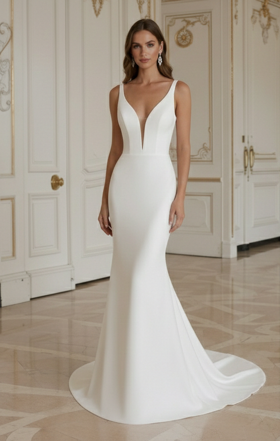 Meerjungfrau-Brautkleid mit Stretch-Crêpe Bequeme Passform