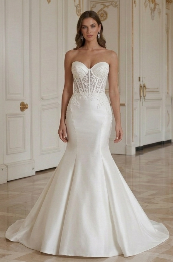 Meerjungfrauen-Brautkleid Mit strukturiertem Korsett-Oberteil