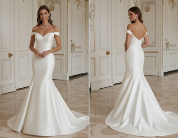 Robe de mariée sirène en satin ivoire intemporel