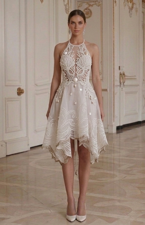 Vestido de Novia Mini para Fiesta de Boda en la Playa