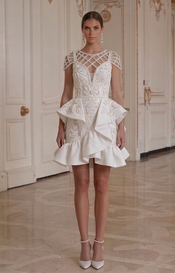Vestido de novia corto para boda de etiqueta negra