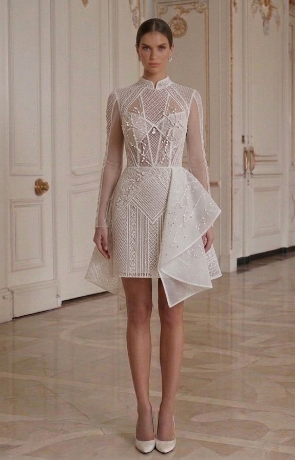 Vestido de novia corto para boda contemporánea