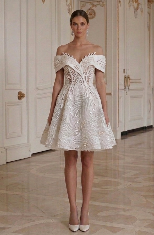 Vestido de Novia Mini para Fiesta de Boda en Destino Estilo