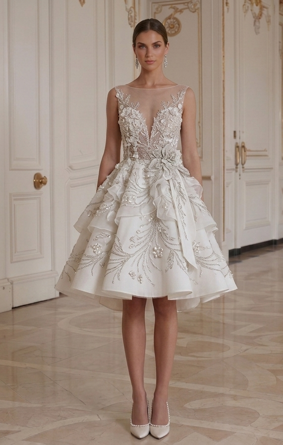 Vestido de Novia Mini para Fiesta de Boda Elegante