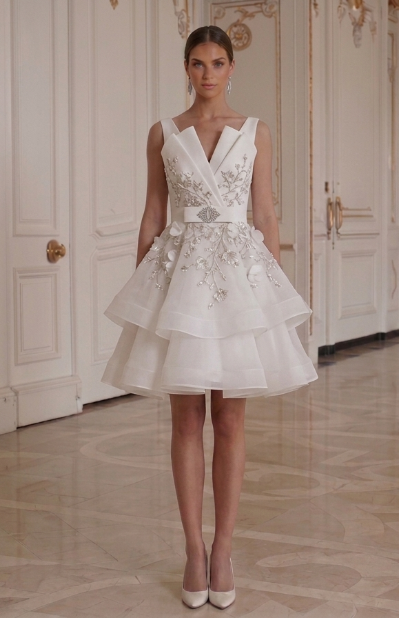 Vestido de Novia Mini para Fiesta Formal Estilo Boda