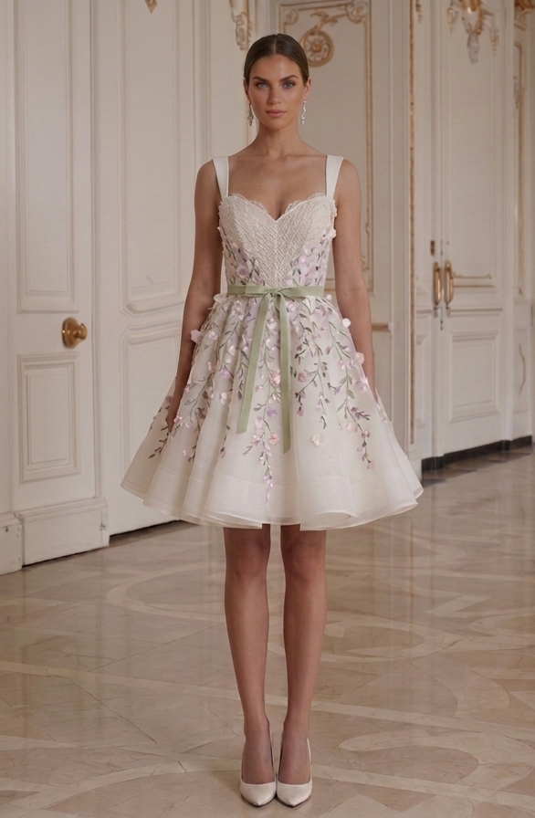Vestido de novia mini para fiesta de boda de primavera