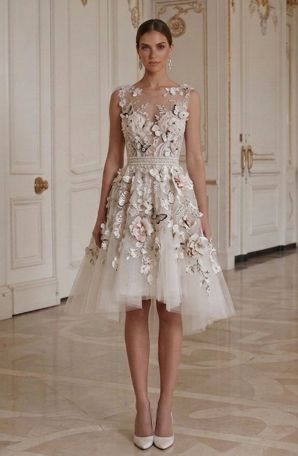 Vestido de Novia Mini para Fiesta de Boda de Verano
