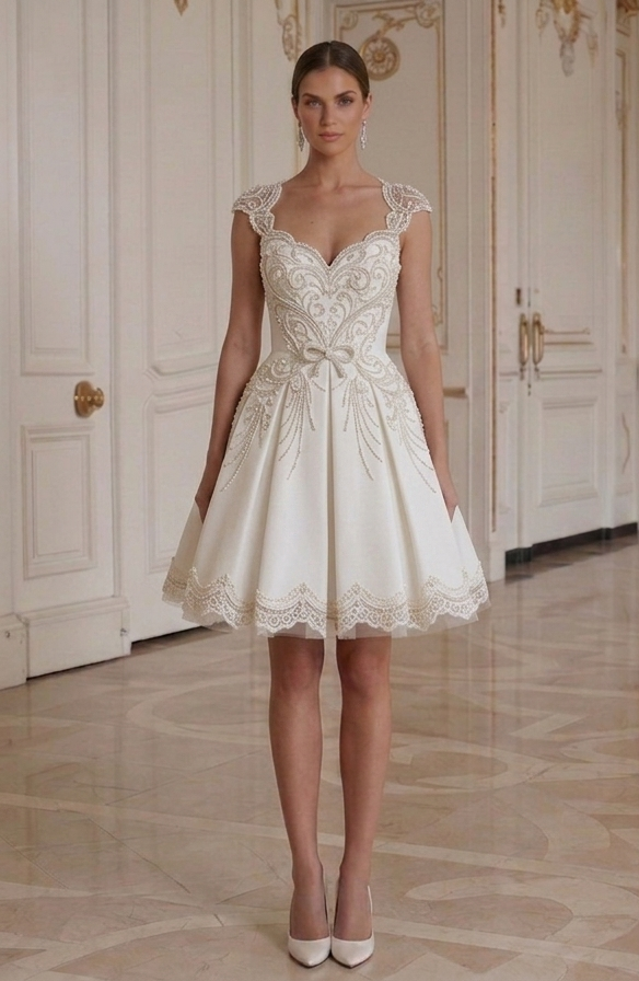 Rochie de mireasă mini Rochie scurtă de mireasă atemporală