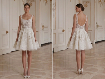 Mini Bridal Dress With Embroidered Lace Bridal