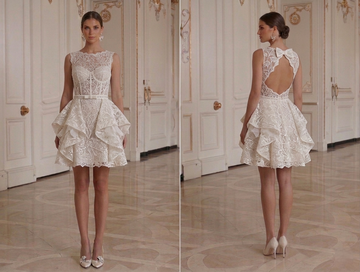 Mini Bridal Dress With Floral Lace Party Style