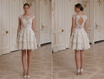Mini Bridal Dress With Lace Overlay Party Style