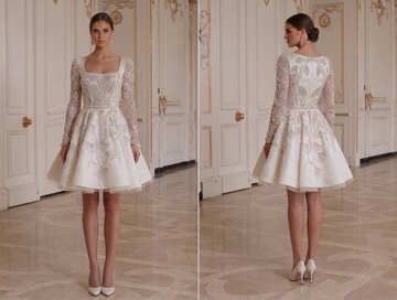 Mini Bridal Dress With Long Sleeves Party Bridal