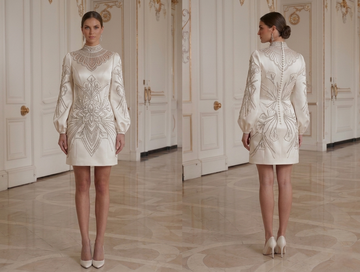 Robe de mariée courte avec couverture modeste pour soirée